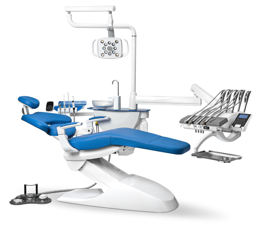 Стоматологическая установка Mercury 1000 верхняя подача, Темно синий