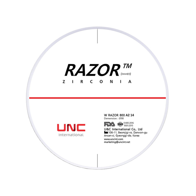 Razor 800 - циркониевый диск однослойный, монохромный, диаметр 98 мм, толщина 16 мм | UNC (Ю. Корея)