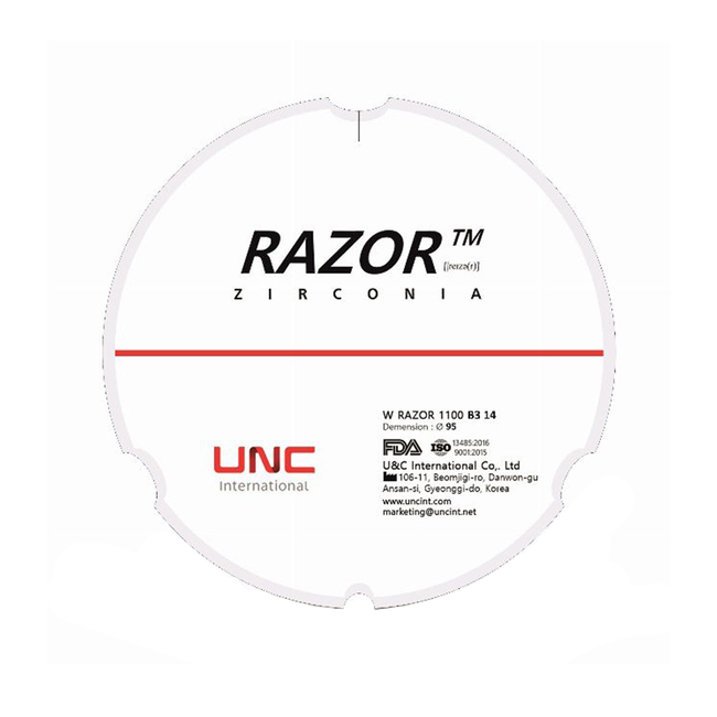 Razor 1100 - циркониевый диск однослойный, монохромный, диаметр 95 мм, толщина 25 мм | UNC (Ю. Корея)