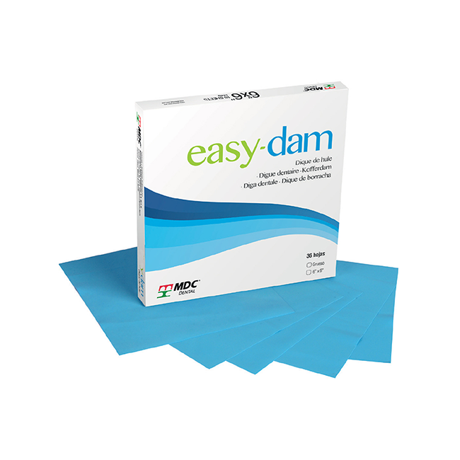 EASY-DAM - тонкий коффердам, цвет голубой, размер 6х6 см, 36 шт. | MDC Dental (Мексика)