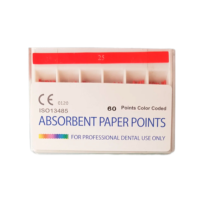 ABSORBENT PAPER POINTS - бумажные абсорбирующие штифты длина 30 мм, конусность 04, 60 шт. | Wellkang (Китай)