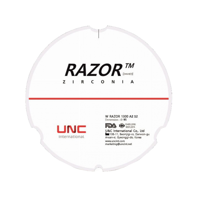 Razor 1300 - циркониевый диск однослойный, монохромный, диаметр 95 мм, толщина 18 мм | UNC (Ю. Корея)