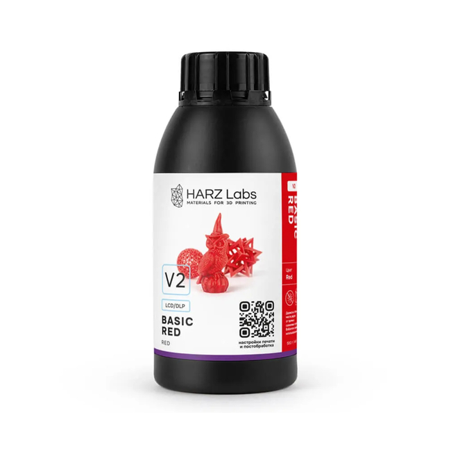 HARZ Labs Basic Red V2 - фотополимерная смола, цвет красный, 0.5 кг HARZ Labs (Россия)